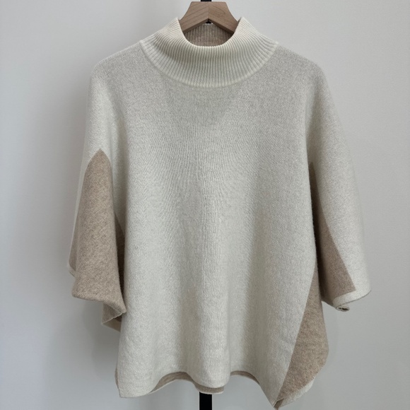 Note di Anita Wool Cashmere Poncho Sweater One Size Italy Beige Cream Oversized - Picture 1 of 5